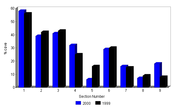 Changes in abundance of Common Bent 1999 - 2000