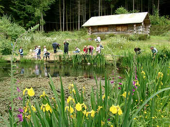 The log cabin at the Woodland Education Centre.