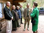 The Princess discusses the work of the Woodland Education Centre with Area Forester Steve Minton.