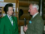 The Princess Royal discusses the work of the Offwell Woodland & Wildlife Trust with Chairman of the Trustees Mr David Lyons.