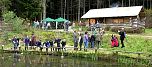 HRH The Princess Royal at the Woodland Education Centre's  Log Cabin & aquatic study areas.