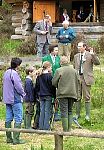 HRH The Princess Royal & Trust Director Mr Stephen Lawson in conversation outside the Centre's Log Cabin.