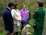 The Johnston family discuss dormouse surveys undertaken at the Centre with HRH The Princess Royal.