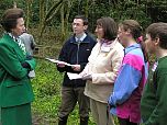 The Johnston family discuss dormouse surveys undertaken at the Centre with HRH The Princess Royal.