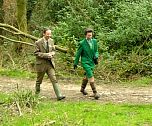 The Princess Royal is escorted towards the Wet Woodland by Trust Director Stephen Lawson.