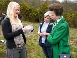 'A' Level student from Axe Valley Community College discusses her plant survey work on the Trust's heathland with HRH The Princess Royal.