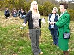 HRH The Princess Royal watches 'A' Level students conducting a biological survey on the Centre's Heathland.