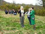 HRH The Princess Royal watches 'A' Level students conducting a biological survey on the Centre's Heathland.