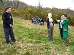 HRH The Princess Royal watches 'A' Level students conducting a biological survey on the Centre's Heathland.