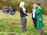 HRH The Princess Royal watches 'A' Level students conducting a biological survey on the Centre's Heathland.